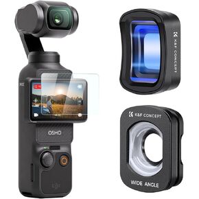 عدسة K & F Concept عريضة الزاوية + 1.2x عدسة بصرية مشوهة متوافقة مع DJI Osmo Pocket 3 ، ملحق مغناطيسي/زجاجي متعدد/بصري