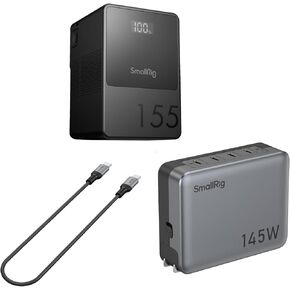 SMALLRIG V Mount Battery VB155 and 145W GaN Charger and 240W USB C to C Cable