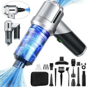 Car Vacuum Cleaner Mini High Power, 4 in 1 18000PA Brushless Motor Foldable Super Suction Car Vacuum Portable Cordless, 180000RPM Compressed Air Duster and Air Blower for Car, Home,Office