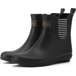 HISEA Women's Ankle Rain Boots Waterproof Chelsea Boots Rubber Garden Shoes Wedge Heel Anti-Slipping Rainboots for Ladies with Comfort Insole Short Rain Shoes Outdoor Work Booties