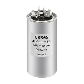 UOIENRT 40+5 uF 40/5 MFD ±6% 370V/440 CBB65 Dual Run Circular Start Capacitor, Dual Run Round Capacitor Replacement, for AC Unit Fan Motor Start or Heat Pump or Condenser Straight Cool