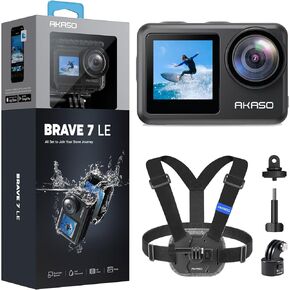 AKASO Brave 7 LE Action Camera and Quick Release Chest Strap Accessories Kit Bundle