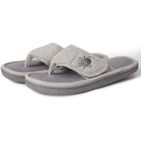 Women's Flip Flop Slippers Memory Foam Slip on Thong Slipper, Breathable Cozy Open Toe House Shoes Grey Comfort Anti-Skid TPR Sole Classy Indoor Outdoor Spa Slide Shoes