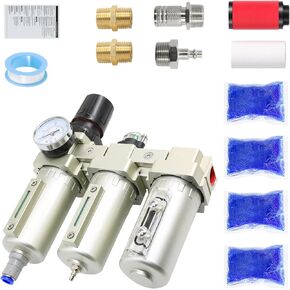 3/4" Air-Dryer-for-Compressor, 3 Stage Air Water Separator Filter Oil Dryer for Paint Spray and Plasma Cutter,Auto Drain
