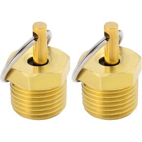 2Pcs 1/2 Inch NPT Brass Drain Valve External Thread 21mm Hex Diameter Safety Valve for Truck Boilers Air Compressors Chemical Manufacturing with Pull Ring