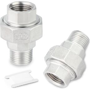 2PCS 304 Stainless Steel Union, 1" NPT Male x 1" NPT Female, Cast Pipe joint for fuel/air/liquid/oil/gas