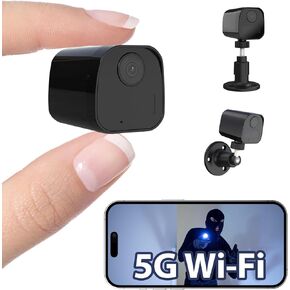 Mini Wireless Security Camera for Home, 5G WiFi Small Indoor Camera, Portable Cam For Baby & Pet Monitor with Extended Battery Standby, PIR Motion, Phone App, Clear Night Vision, Local/Cloud Storage