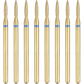 HARFINGTON 8pcs 100-120 Grits Diamond Grinding Bit 2.2mm Oval Head 2.35mm Shank 9mm Length Titanium Plated Stone Sanding Drill Bits Rotary Tool for Nails Grinding Polishing