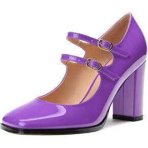 Women's High Heel Mary Jane Single Shoes, Chunky Heel Square Toe Pumps for Women, Closed Toe Work Party Dress Shoes in Saudi Arabia