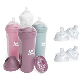 Herobility Double Anti-Colic Baby Bottle – 12 fl oz /340ml with Large Size Teats - Bundle