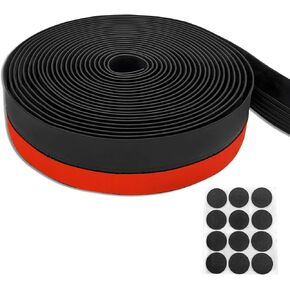 Garage Door Seal,Door Seal,Weather Stripping Door Seal, Top, Bottom and Side of Door Frame Window, Shower Glass Gap Self-Adhesive Weatherproof Seal (Black,19.7 FT)
