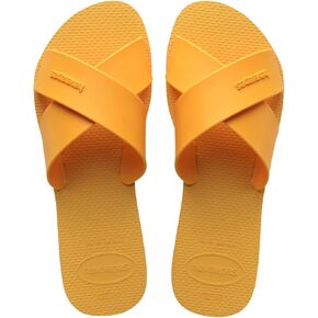 Havaianas Women's Aqua Sandals's Slides for Everyday Wear - Caja Yellow, 9/10W