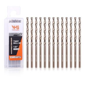 115Pcs Cobalt Drill Bit Set (1/16''-1/2''), M35 High-Speed Steel, Twist Jobber Length for Hardened Metal, Stainless Steel, Cast Iron, Wood, and Plastics, with Metal Index Storage Box