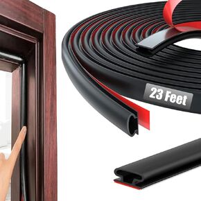 Weather Stripping Door Seal Strip, Self-Adhesive Rubber D Shape Door Weather Seal Strip, Seal Strip for Windows for Door Frame Insulation with Large Gap (Black, 40 Feet)
