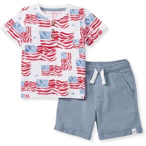 Burt's Bees Baby Baby Boys' Shirt and Pant Set, Top & Bottom Outfit Bundle, 100% Organic Cotton