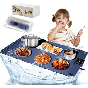 2025 Latest Large [Food Warming Mat] Warmer Trays Quick Electric Heating Tray for Party Buffet Warmer Countertop for Cooking Adjustable with Heat Convection Built-in Pads (White)