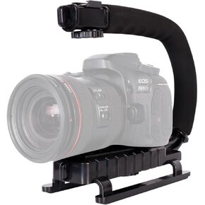 Video Action Stabilizing Handle Grip, Professional C Shape Video Stabilizers with 3cold Shoe, 1/4in Slidable Screw Handheld Camera Stabilizer, for SLR Cameras, Family DV Cameras