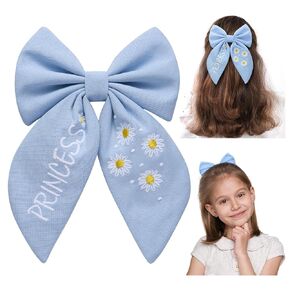 SWEETV Hair Bows For Girls Baby Girls Hair Clip Spring Flower Hair Barrettes Fable Hair Bows Handmade Cotton Linen Hair Accessories for Little Girls Toddler Kids Teens