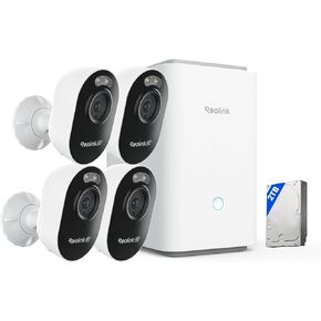REOLINK Cameras with Home Hub Pro Bundle, 4X Lumus Pro, 4K Outdoor WiFi Camera with Spotlights, 1x Home Hub Pro, Centralized Management with 2TB HDD Included