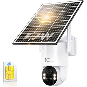 NGTeco 4G LTE Cellular Solar Security Camera Wireless Outdoor, 2.5K/4MP Security Camera with SIM Card, 9000mAh Battery & Solar Panel, 360° Color Night Vision, AI Motion Detection, 2-Way Talk, No WiFi