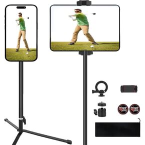Tripod Golf - قاعدة من الألومنيوم الثقيلة مع iPad Pro متوافق ، 52 بوصة قابلة للتعديل مع Magsafe Mount ، تحليل جولف أرجوحة ، مثالية لاعبي الغولف والمبتدئين