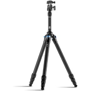 SIRUI Carbon Fiber Travel Tripod Kit, 62.6" Compact Camera Tripod with 360° Ballhead B-00K and Column Center, 4-Section Legs, Twist Locks, Loads up to 26.5lbs/12kg