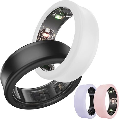 DDJ [4 Pack Ultra -Thin Cover for Samsung Galaxy Ring, Ring Protector for Oura Ring/RingConn Sizing Kit, Anti-Scratch Soft Silicone, Sizing S for Rings 5/6/7/8/9/10 (White/Black/Blue/Transparent) in Saudi Arabia