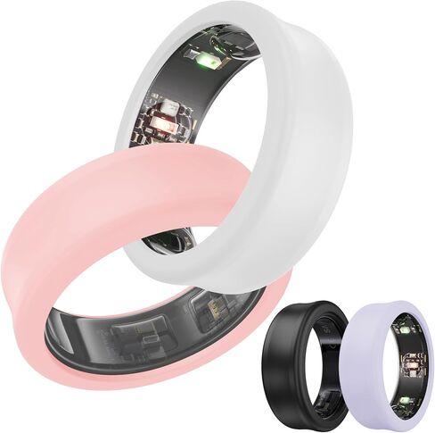 DDJ [4 Pack Ultra -Thin Cover for Samsung Galaxy Ring, Ring Protector for Oura Ring/RingConn Sizing Kit, Anti-Scratch Soft Silicone, Sizing S for Rings 5/6/7/8/9/10 (White/Black/Blue/Transparent) in Saudi Arabia