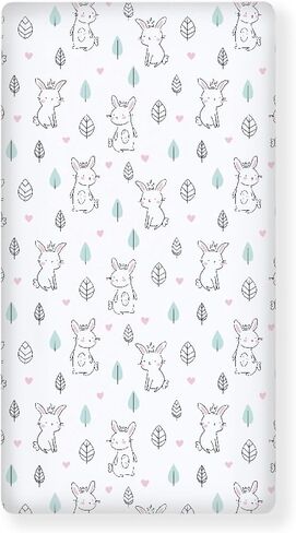 Rabbits Baby Crib Sheets for Boys Girls Bunny Fitted Crib Sheet for Standard Crib and Toddler Mattress Cute Animal Baby Mattress Sheets Toddler Bed Sheet 52x28x8 in in Saudi Arabia