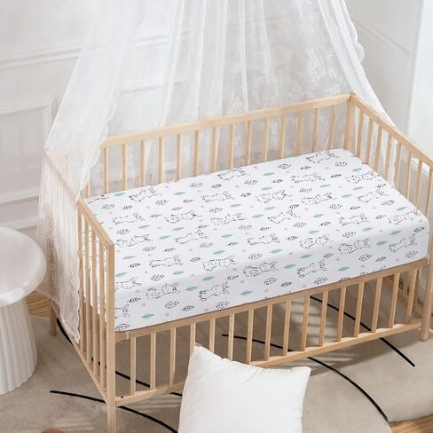 Rabbits Baby Crib Sheets for Boys Girls Bunny Fitted Crib Sheet for Standard Crib and Toddler Mattress Cute Animal Baby Mattress Sheets Toddler Bed Sheet 52x28x8 in in Saudi Arabia