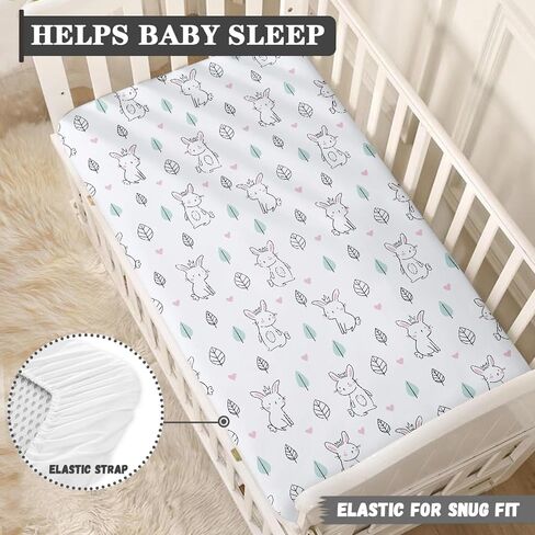 Rabbits Baby Crib Sheets for Boys Girls Bunny Fitted Crib Sheet for Standard Crib and Toddler Mattress Cute Animal Baby Mattress Sheets Toddler Bed Sheet 52x28x8 in in Saudi Arabia