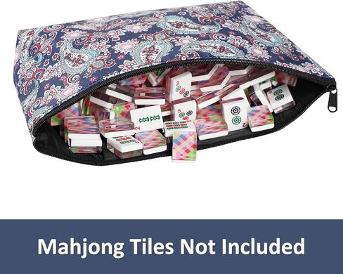 Empty Mahjong Bag,Thickened Blue Printed Soft American Mahjong Tiles Bag (Case Only) in Kuwait