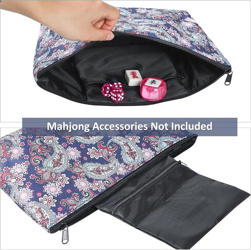 Empty Mahjong Bag,Thickened Blue Printed Soft American Mahjong Tiles Bag (Case Only) in Kuwait