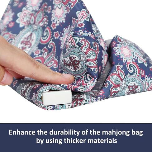 Empty Mahjong Bag,Thickened Blue Printed Soft American Mahjong Tiles Bag (Case Only) in Kuwait
