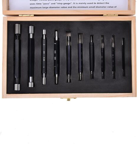 Thread Plug Gauge High Accuracy Double End Through Stop Measurement Hand Tool for Hardware Tool Thread Diameter Measurement 10Pcs (Imperial Thread) in Saudi Arabia