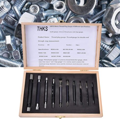 Thread Plug Gauge High Accuracy Double End Through Stop Measurement Hand Tool for Hardware Tool Thread Diameter Measurement 10Pcs (Imperial Thread) in Saudi Arabia