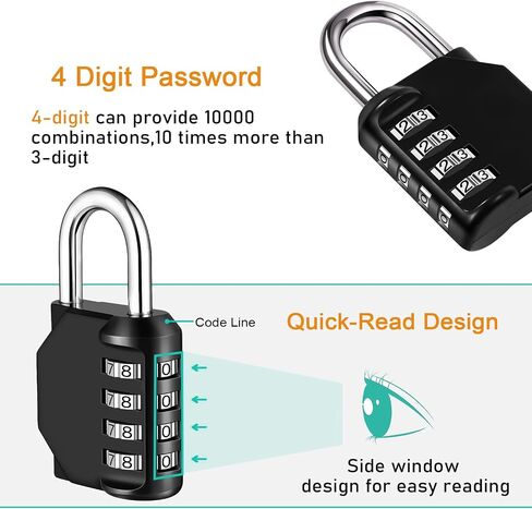 NAGE Pink Locker Lock, 4 Digit Gym Locker Lock Resettable, Outdoor Waterproof Combination Lock for Gym School Sports Locker, Fence, Gate, Toolbox, Case, Hasp Storage (1 Pack, Pink) in Saudi Arabia
