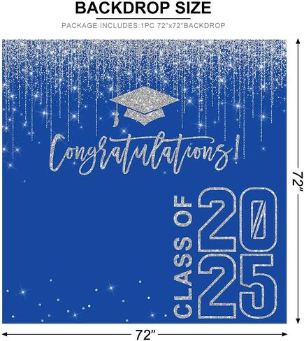 Class of 2025 Graduation Backdrop 6x6ft Black and Silver Congratulations Graduates Background Party Decorations 2025 Congrats Grad Banner Photo Booth Props in Saudi Arabia