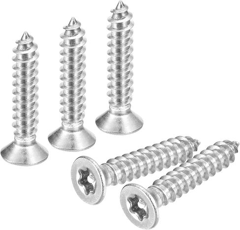 uxcell Flat Countersunk Head Torx Screws, 50Pcs M4 x 16mm 304 Stainless Steel Tamper Proof Sheet Metal Screws with Bit T20, Self-Tapping Anti-Theft for Wood, Mechanical Industry (Silver) in Saudi Arabia