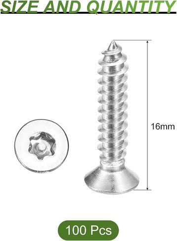 uxcell Flat Countersunk Head Torx Screws, 50Pcs M4 x 16mm 304 Stainless Steel Tamper Proof Sheet Metal Screws with Bit T20, Self-Tapping Anti-Theft for Wood, Mechanical Industry (Silver) in Saudi Arabia