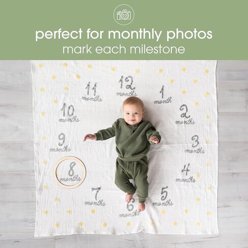 Pearhead Wooden Bunny Monthly Milestone Discs, Baby Photo Prop Keepsakes for Capturing Monthly Growth Through Baby’s First Year, Gift for Baby Girl or Baby Boy in Saudi Arabia