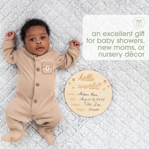 Pearhead Wooden Bunny Monthly Milestone Discs, Baby Photo Prop Keepsakes for Capturing Monthly Growth Through Baby’s First Year, Gift for Baby Girl or Baby Boy in Saudi Arabia