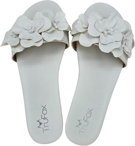 TruFox Women's Flower Flat Sandals Dressy Open Toe Sandals Comfortable Slip On Summer Slide Sandals in Saudi Arabia