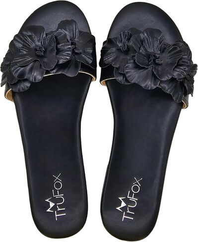TruFox Women's Flower Flat Sandals Dressy Open Toe Sandals Comfortable Slip On Summer Slide Sandals in Saudi Arabia