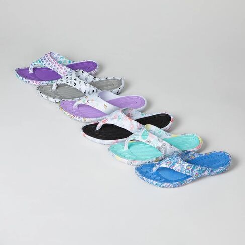 GreaterGood Walking Paws Flip Flops Colorful Lightweight Durable Cushioned Contoured Non Slip Textured Footbed Comfortable Beach Sandals for Women in Kuwait
