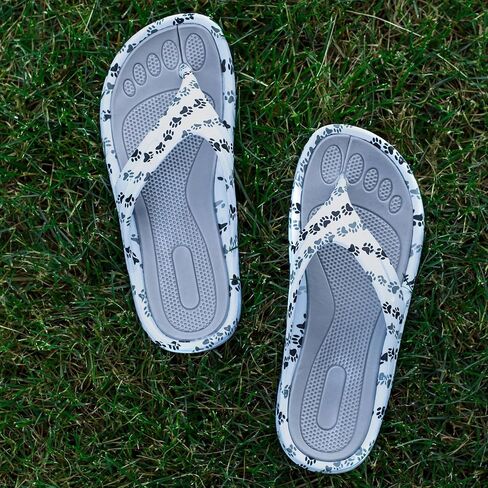 GreaterGood Walking Paws Flip Flops Colorful Lightweight Durable Cushioned Contoured Non Slip Textured Footbed Comfortable Beach Sandals for Women in Kuwait