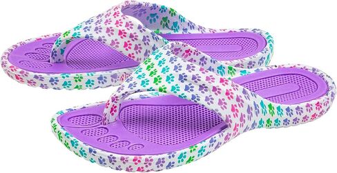 GreaterGood Walking Paws Flip Flops Colorful Lightweight Durable Cushioned Contoured Non Slip Textured Footbed Comfortable Beach Sandals for Women in Kuwait