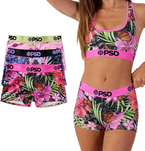 PSD Womens Dark Jewel Boy Shorts Underwear for Women - Mixed Print Pack of Boyshort Underwear - 3 Pack Cotton Boyshort Underwear for Women, Women's Boy Shorts for Women Cotton in Kuwait