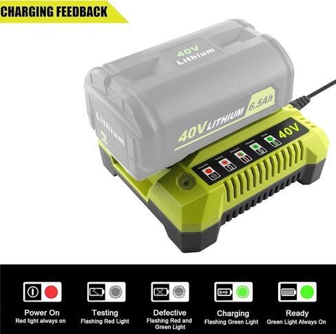 SKYON 40V Rapid Charger OP401 OP403 OP404 OP406A OP409A Compatible with Ryobi 40V 6Ah OP40601 OP40602 OP4060A1 5Ah OP4050A 4Ah OP4040 3Ah OP4030 2.6Ah OP40261 OP4026 2Ah OP40201 Battery Fast Charger in Saudi Arabia
