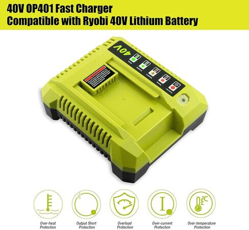 SKYON 40V Rapid Charger OP401 OP403 OP404 OP406A OP409A Compatible with Ryobi 40V 6Ah OP40601 OP40602 OP4060A1 5Ah OP4050A 4Ah OP4040 3Ah OP4030 2.6Ah OP40261 OP4026 2Ah OP40201 Battery Fast Charger in Saudi Arabia